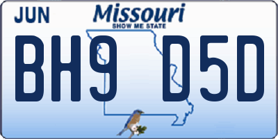 MO license plate BH9D5D