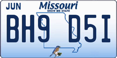 MO license plate BH9D5I