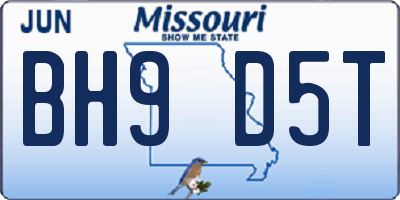 MO license plate BH9D5T