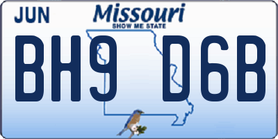MO license plate BH9D6B