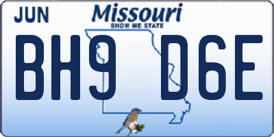 MO license plate BH9D6E