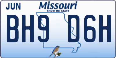 MO license plate BH9D6H