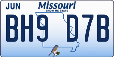 MO license plate BH9D7B