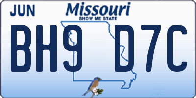 MO license plate BH9D7C