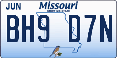 MO license plate BH9D7N