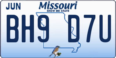 MO license plate BH9D7U