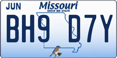 MO license plate BH9D7Y