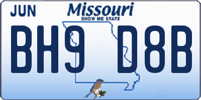 MO license plate BH9D8B
