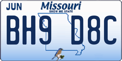 MO license plate BH9D8C
