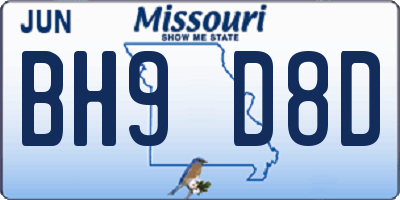 MO license plate BH9D8D