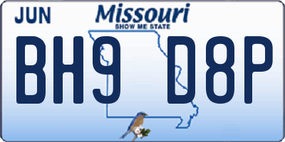 MO license plate BH9D8P