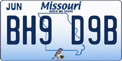 MO license plate BH9D9B
