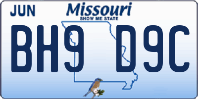 MO license plate BH9D9C