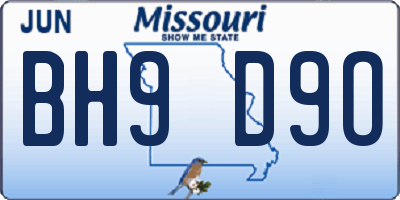 MO license plate BH9D9O