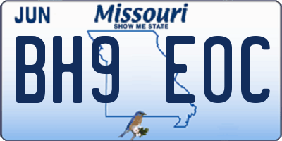 MO license plate BH9E0C