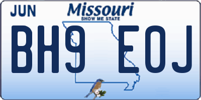 MO license plate BH9E0J
