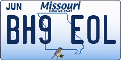 MO license plate BH9E0L