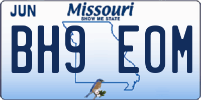 MO license plate BH9E0M