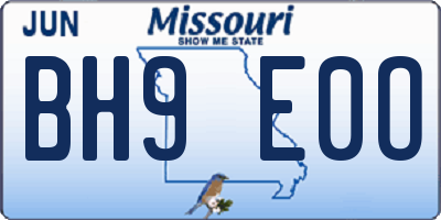 MO license plate BH9E0O