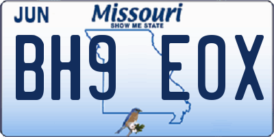 MO license plate BH9E0X
