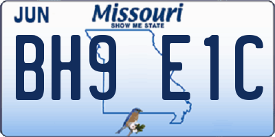 MO license plate BH9E1C