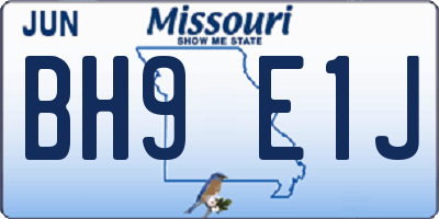 MO license plate BH9E1J