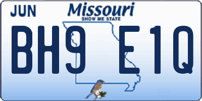 MO license plate BH9E1Q