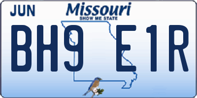 MO license plate BH9E1R