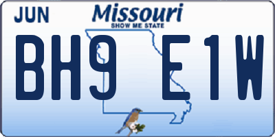 MO license plate BH9E1W