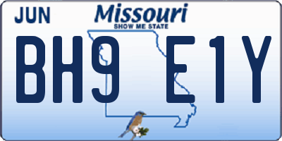 MO license plate BH9E1Y