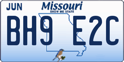 MO license plate BH9E2C