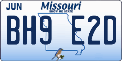 MO license plate BH9E2D