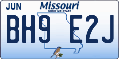 MO license plate BH9E2J