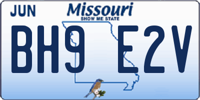 MO license plate BH9E2V