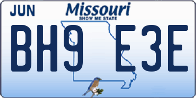 MO license plate BH9E3E