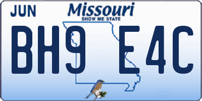MO license plate BH9E4C