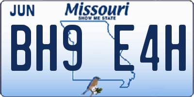 MO license plate BH9E4H