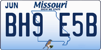 MO license plate BH9E5B