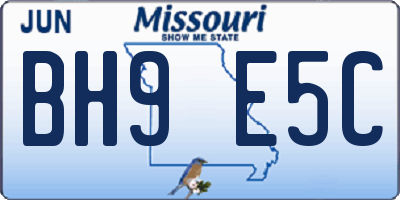 MO license plate BH9E5C
