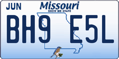MO license plate BH9E5L