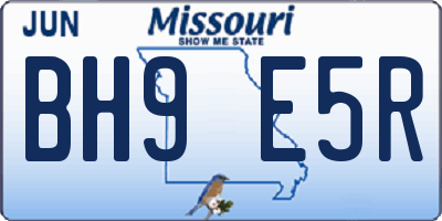 MO license plate BH9E5R