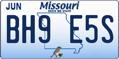 MO license plate BH9E5S