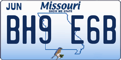 MO license plate BH9E6B