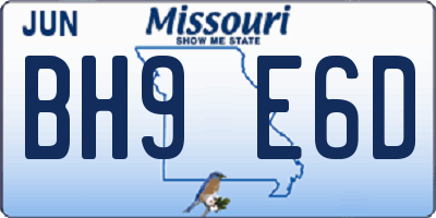 MO license plate BH9E6D