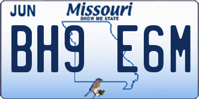 MO license plate BH9E6M