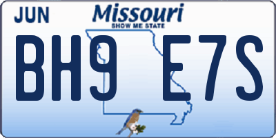 MO license plate BH9E7S