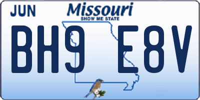 MO license plate BH9E8V