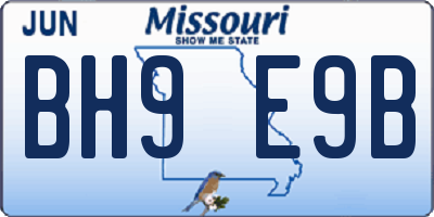 MO license plate BH9E9B