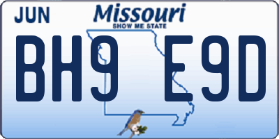 MO license plate BH9E9D