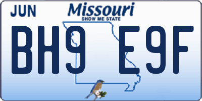 MO license plate BH9E9F